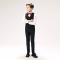 Load image into Gallery viewer, Navy Plaid Elegant 5 Piece Boys Suits
