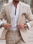 Bild in Galerie-Betrachter laden, Men's Linen Suits Beach Wedding Summer Suits Single Breasted 2 Piece Suits 2024
