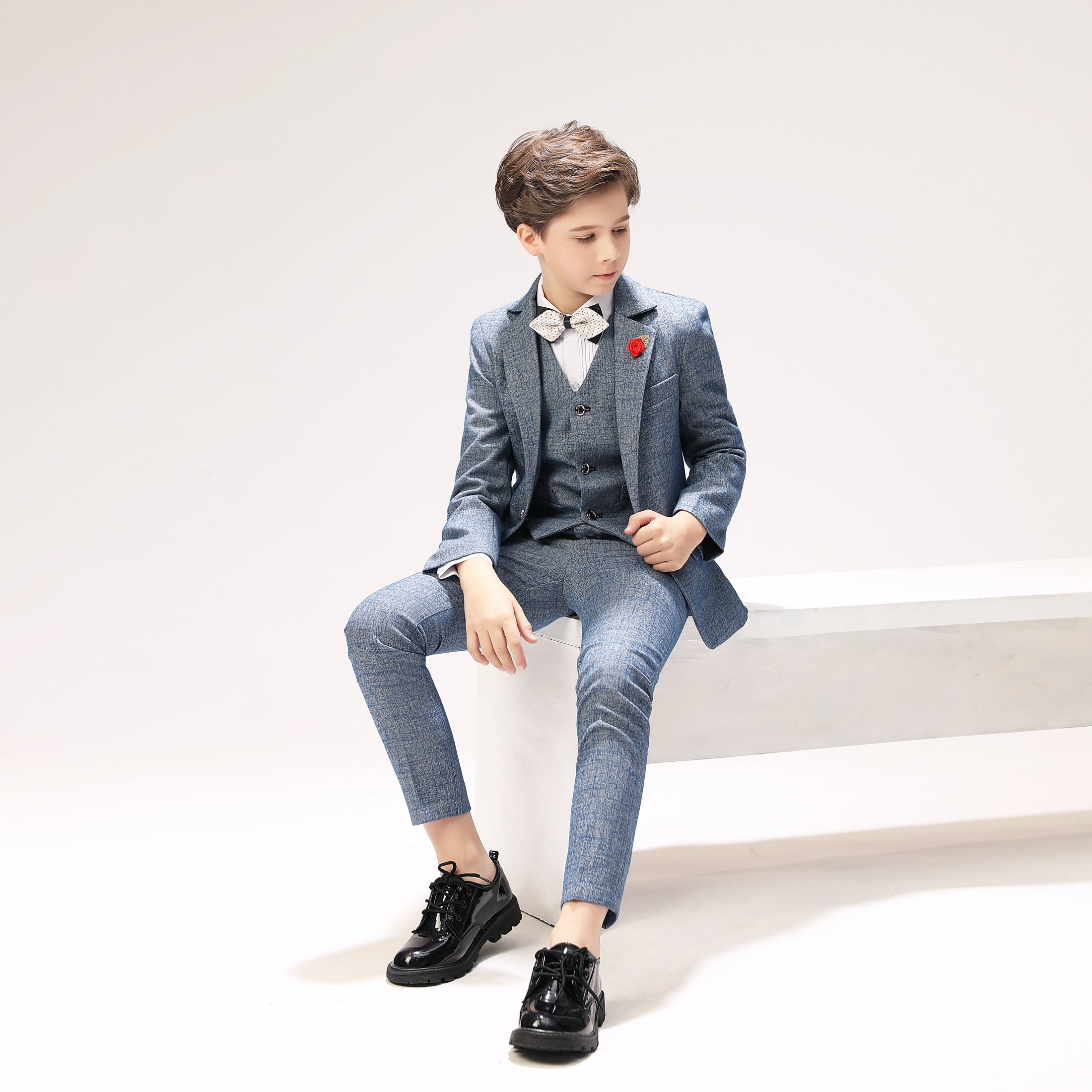 Grey Formal 5 Piece Boys Suits