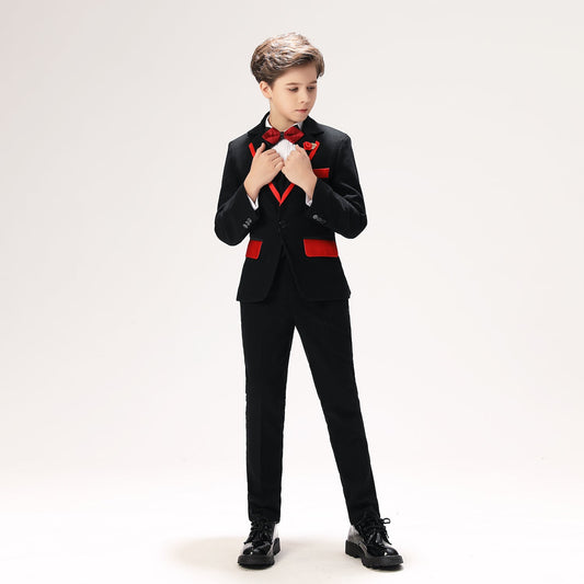 Black Classic Suits Set 5 Piece Boys Suits