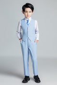 Load image into Gallery viewer, Light Blue Formal Classic 4 Piece Boy's Formal Suits With Vest+Pants+Shirt+Tie
