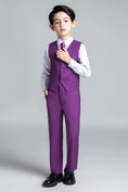 Load image into Gallery viewer, Purple Formal Classic 4 Piece Boy's Formal Suits With Vest+Pants+Shirt+Tie
