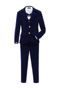 Load image into Gallery viewer, Navy Velvet 5 Piece Boy's Formal Boys Suits
