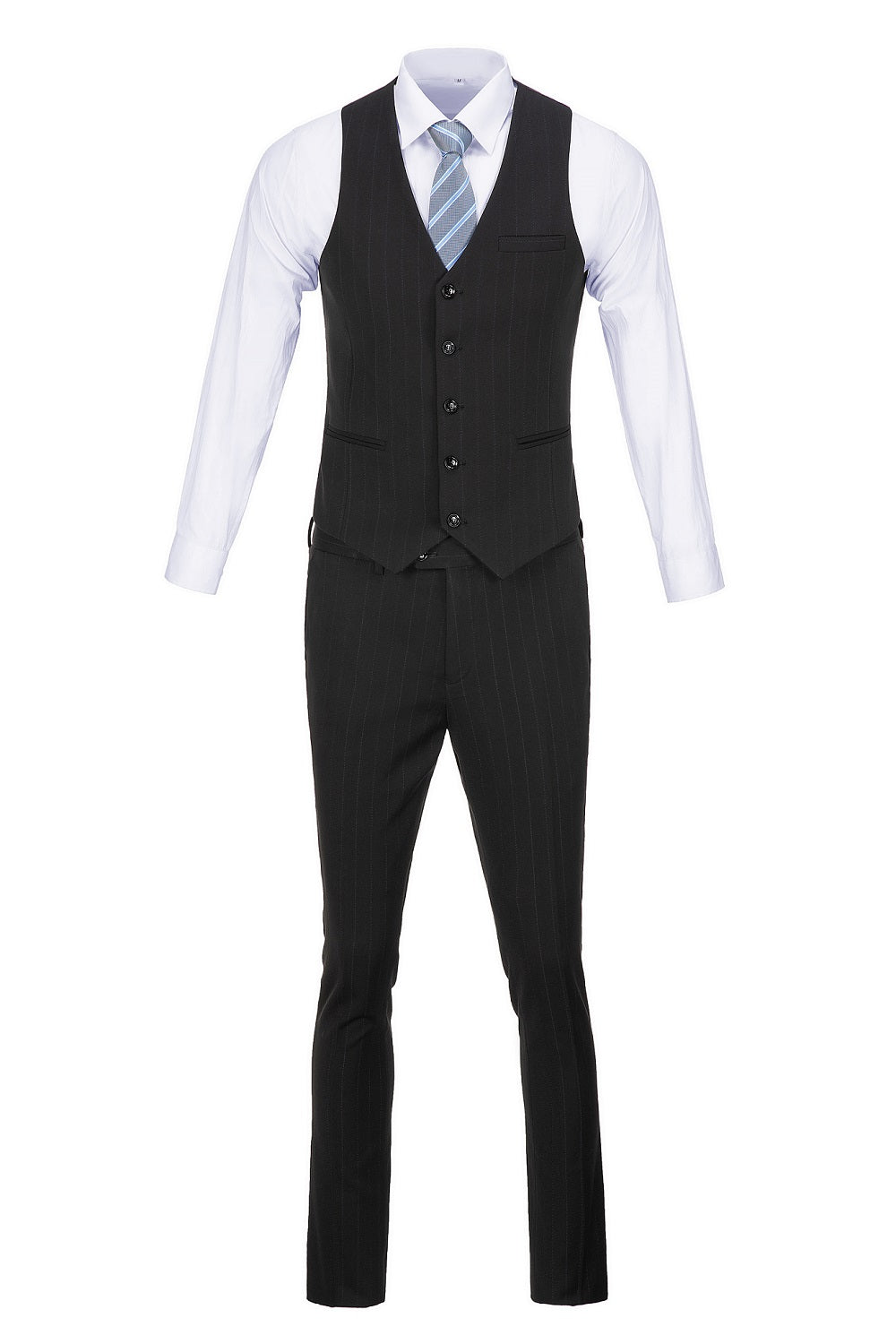 Stripe Men's 3 Piece Suits Double Breasted Blazer Vest Pants(MORE COLORS+)