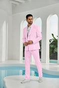 Load image into Gallery viewer, Seersucker Double Breasted Blazer Pants 2 Piece Men's Summer Suit
