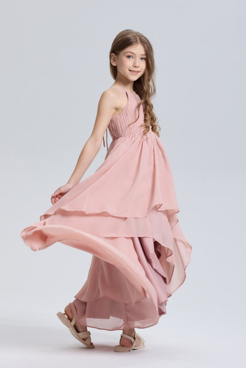 Ruffle A-Line Halter Chiffon Flower Girl Dress