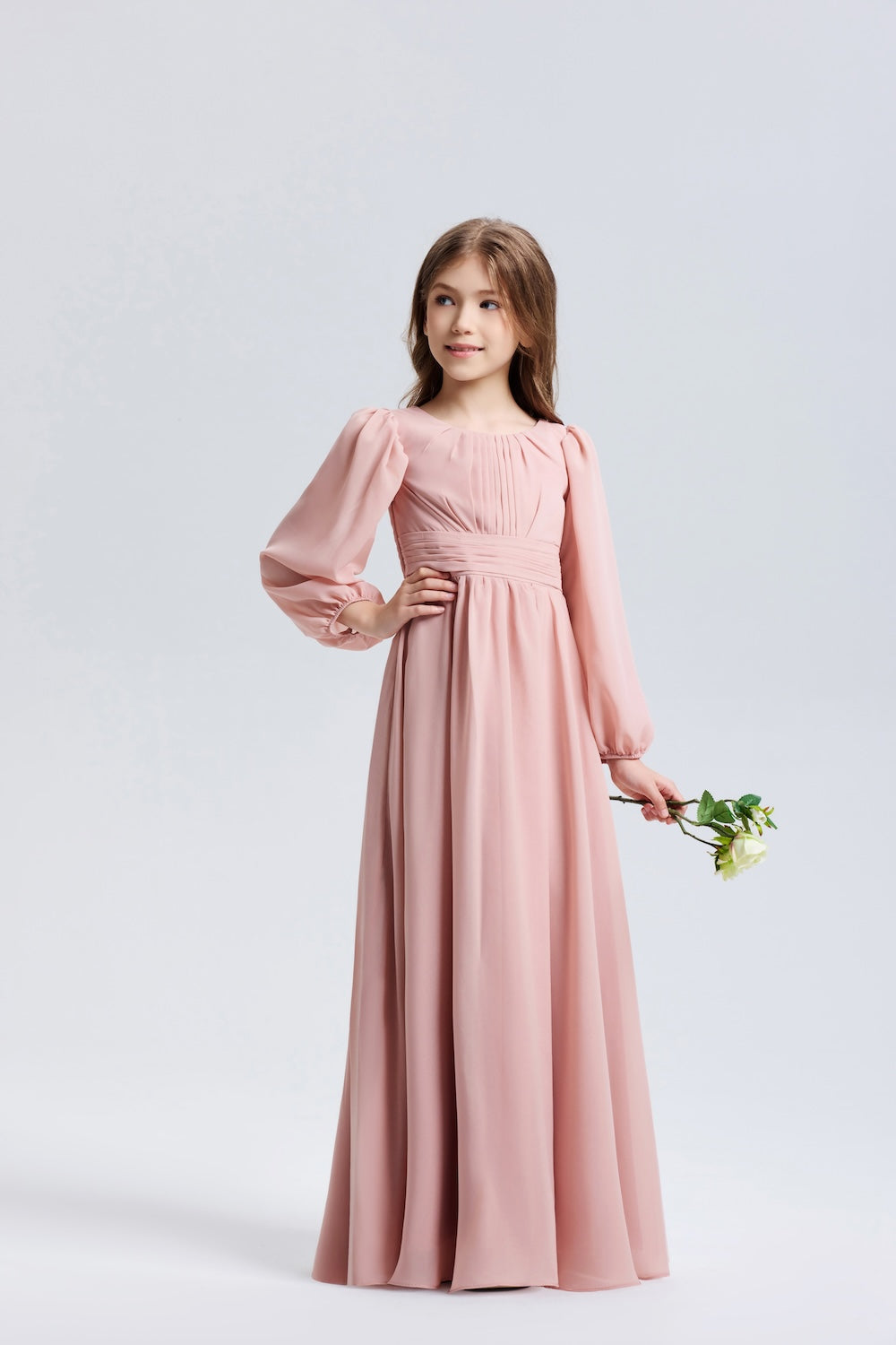 Graceful Pleated Chiffon Flower Girl Dress