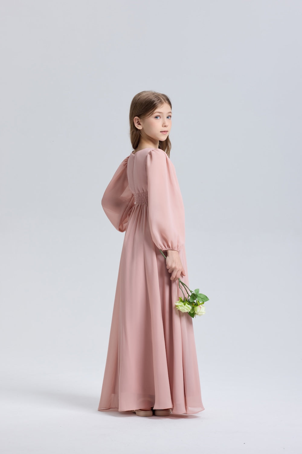 Graceful Pleated Chiffon Flower Girl Dress