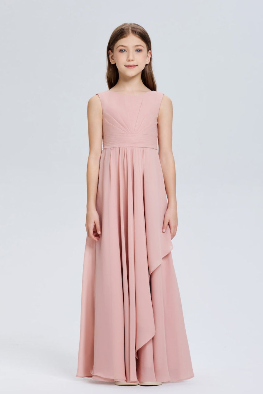 Dreamy Sleeveless Ruched Chiffon Flower Girl Dress