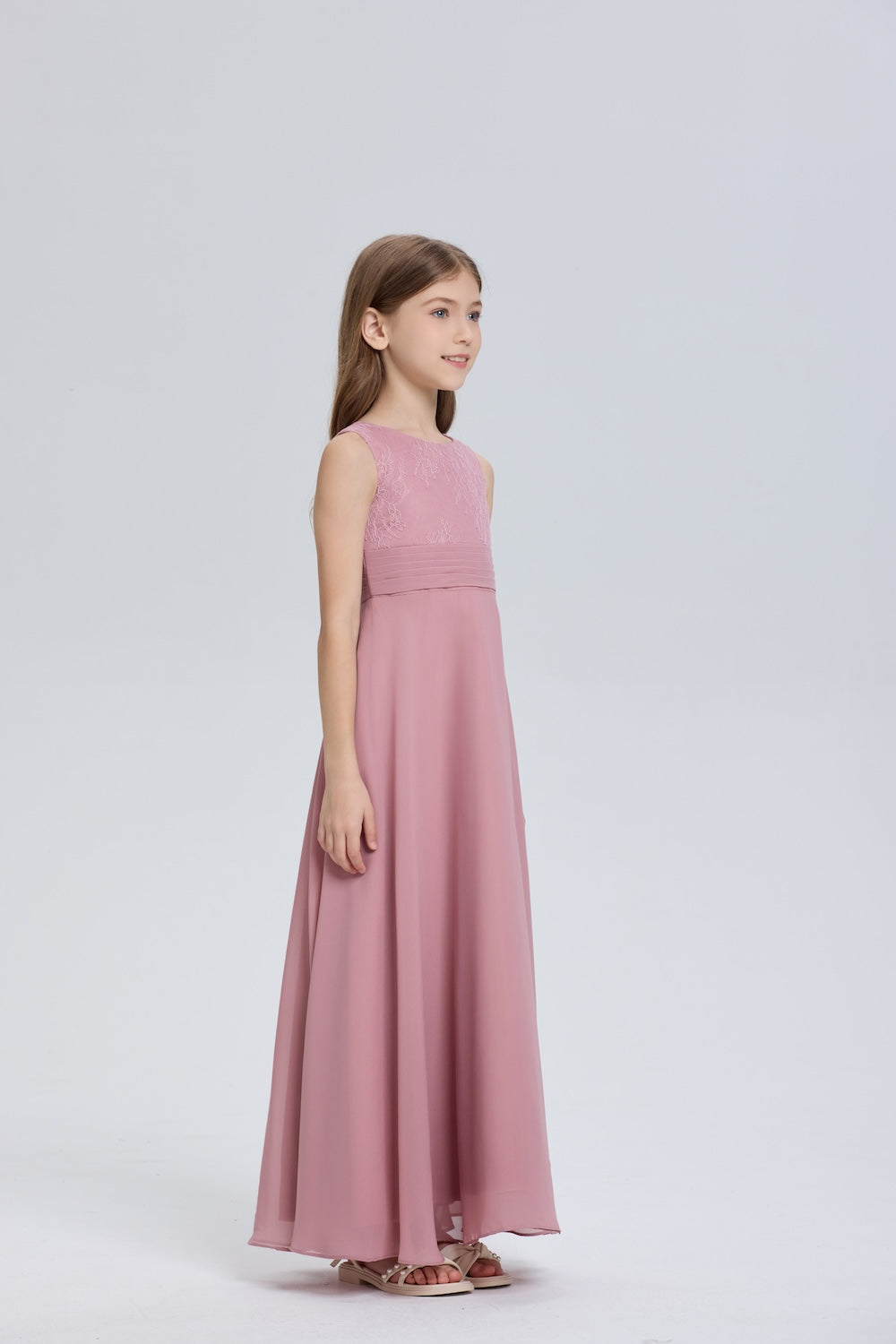 Elegant Sleeveless Chiffon Flower Girl Dress