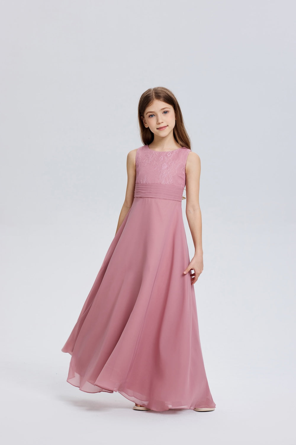 Elegant Sleeveless Chiffon Flower Girl Dress