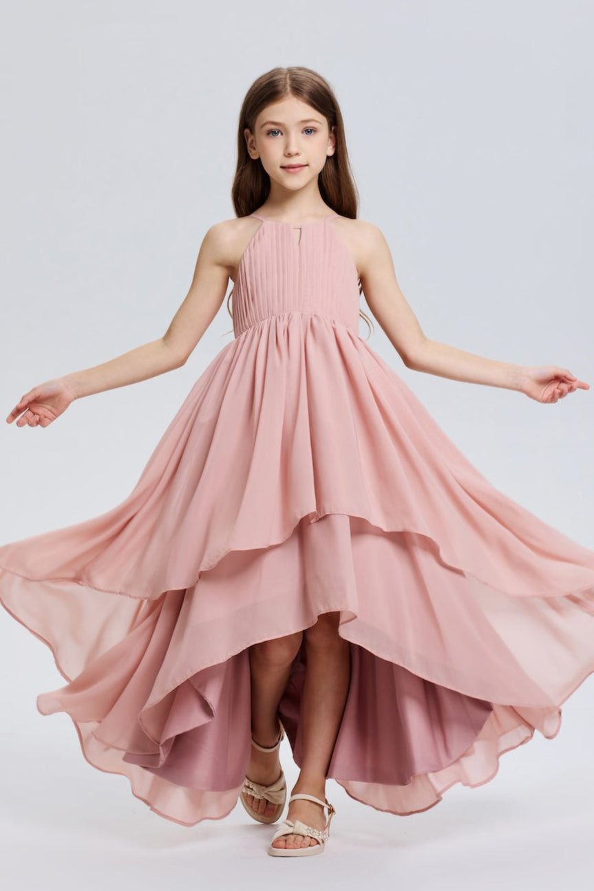 Ruffle A-Line Halter Chiffon Flower Girl Dress
