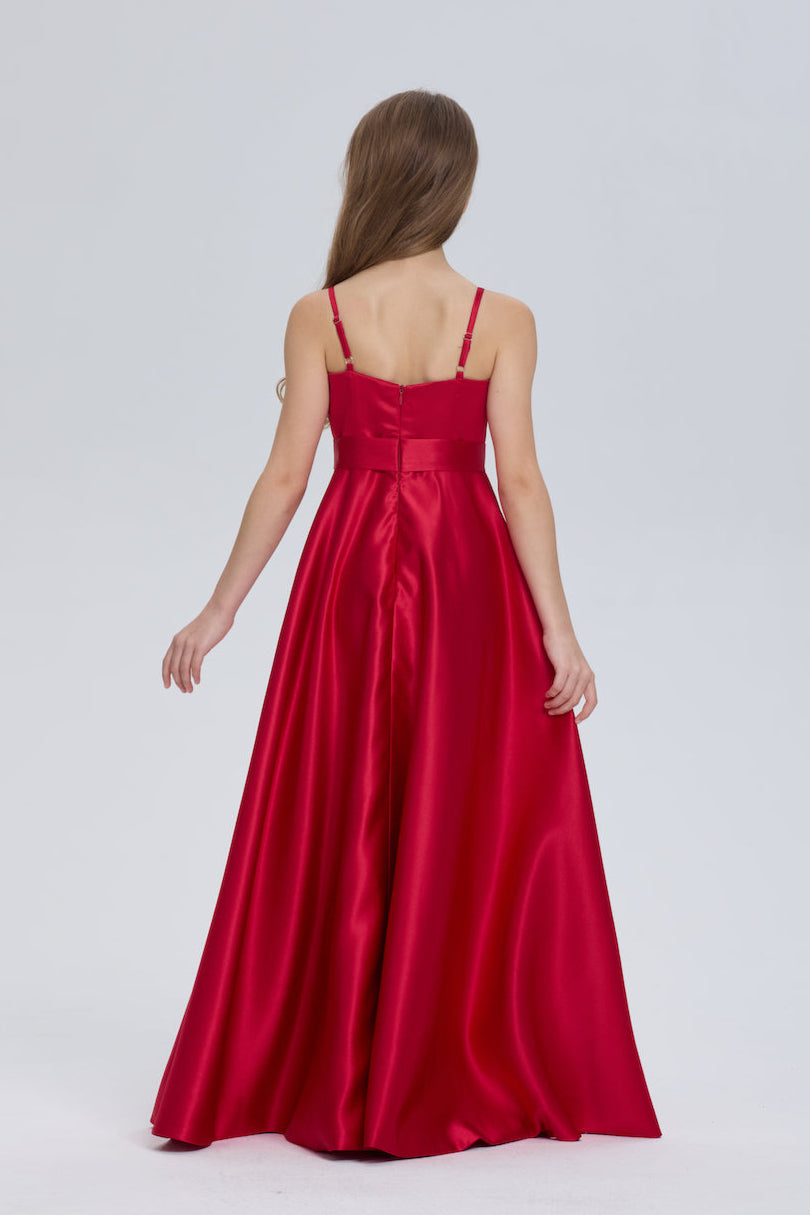 Romantic A-Line with Belt Chiffon Dress