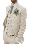 Bild in Galerie-Betrachter laden, Retro Linen Beach Wedding Summer 3 Pieces Men Suits
