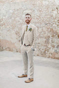 Bild in Galerie-Betrachter laden, Retro Linen Beach Wedding Summer 3 Pieces Men Suits
