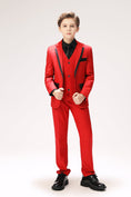 Load image into Gallery viewer, Red Classic Suits Set 5 Piece Boys Suits
