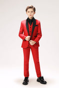 Load image into Gallery viewer, Red Toddler Tuxedo 5 Pieces Wedding Outfit
