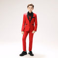 Load image into Gallery viewer, Red Toddler Tuxedo 5 Pieces Wedding Outfit
