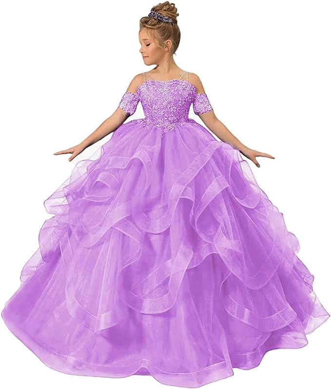 Tulle Flower Girl Dresses for Wedding Lace Applique Princess
