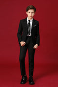 Cargar la imagen en la vista de la galería, Black Formal Tuxedo 5 Piece Boys Suits
