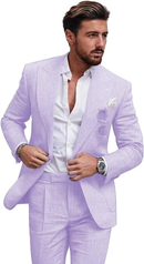 Summer Casual Linen Men's Slim Fit 2 Piece Suit