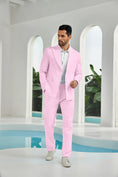 Bild in Galerie-Betrachter laden, Seersucker Double Breasted Blazer Pants 2 Piece Men's Summer Suit
