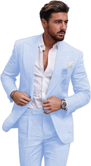 Summer Casual Linen Men's Slim Fit 2 Piece Suit