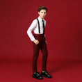 Cargar la imagen en la vista de la galería, Burgundy Formal School 5 Piece Boys Suits
