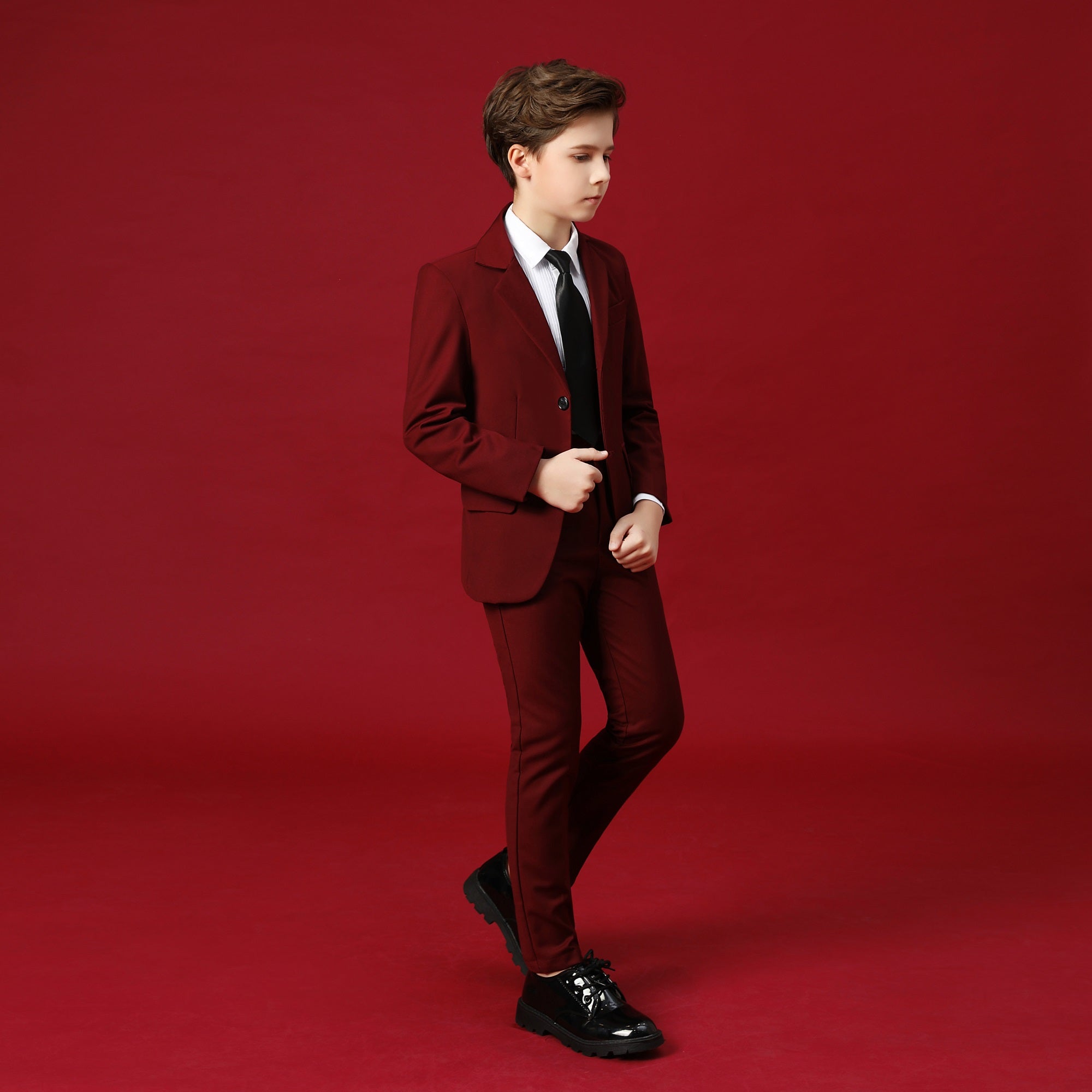 Burgundy Formal School 5 Piece Boys Suits