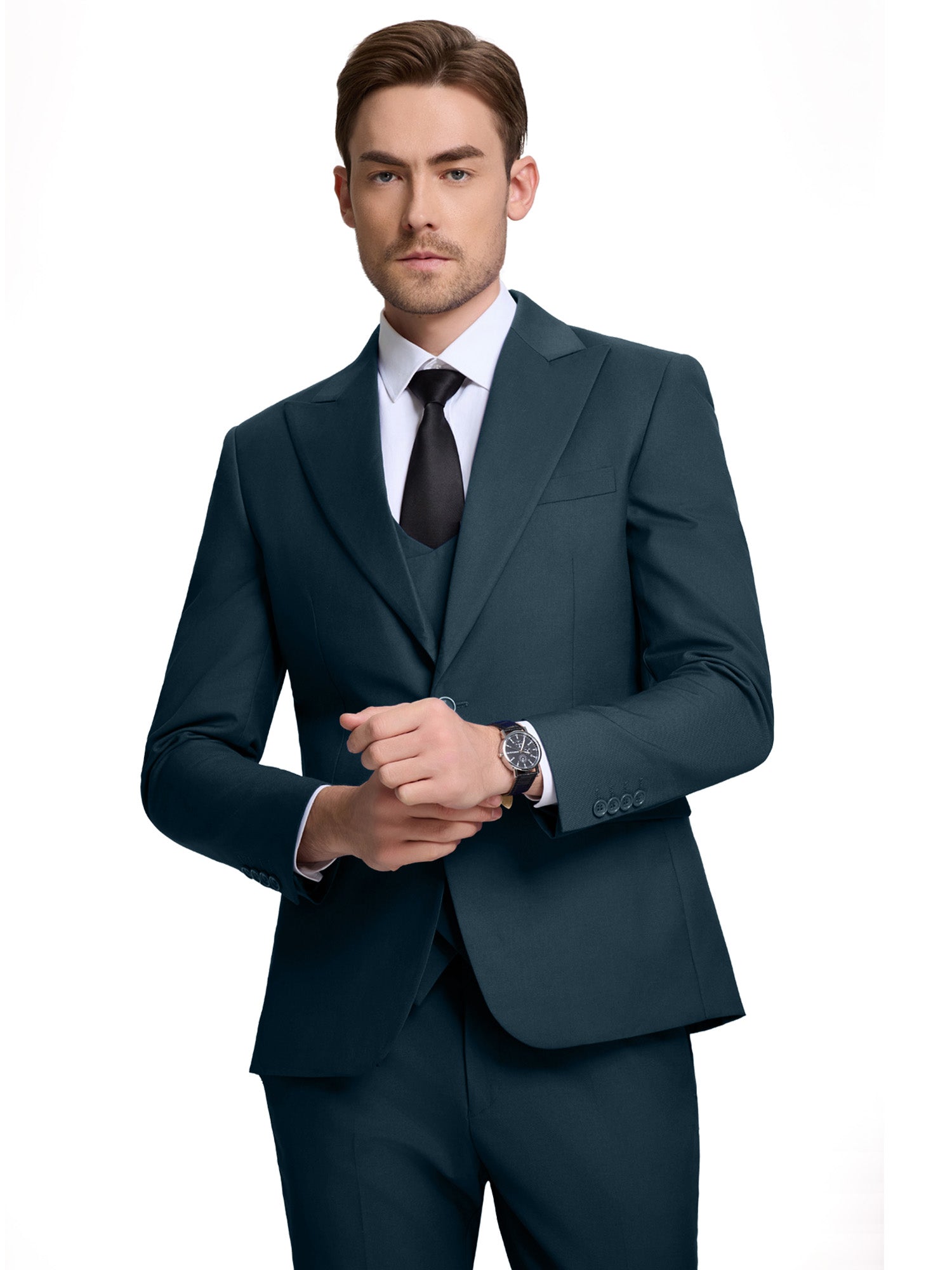teal slim fit men's tuxedo – modern 3 piece suit for weddings and special occasions