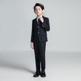 Load image into Gallery viewer, Black Plaid Elegant 5 Piece Boys Suits
