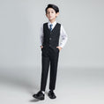 Load image into Gallery viewer, Black Plaid Elegant 5 Piece Boys Suits
