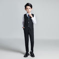 Cargar la imagen en la vista de la galería, Black Plaid Elegant 5 Piece Boys Suits
