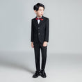 Load image into Gallery viewer, Black Plaid Elegant 5 Piece Boys Suits
