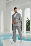 Charger l'image dans la visionneuse de la galerie, Seersucker Double Breasted Blazer Pants 2 Piece Men's Summer Suit
