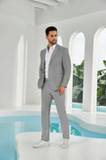 Cargar la imagen en la vista de la galería, Seersucker Striped Blazer Pants 2 Piece Men's Summer Suit
