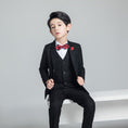 Load image into Gallery viewer, Black Plaid Elegant 5 Piece Boys Suits
