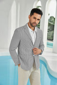 Charger l'image dans la visionneuse de la galerie, Seersucker Striped Men's Summer Blazer
