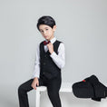 Cargar la imagen en la vista de la galería, Black Plaid Elegant 5 Piece Boys Suits
