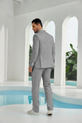 Load image into Gallery viewer, Seersucker Double Breasted Blazer Pants 2 Piece Men's Summer Suit
