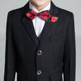 Load image into Gallery viewer, Black Plaid Elegant 5 Piece Boys Suits
