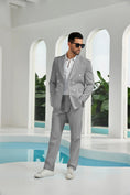 Load image into Gallery viewer, Seersucker Double Breasted Blazer Pants 2 Piece Men's Summer Suit
