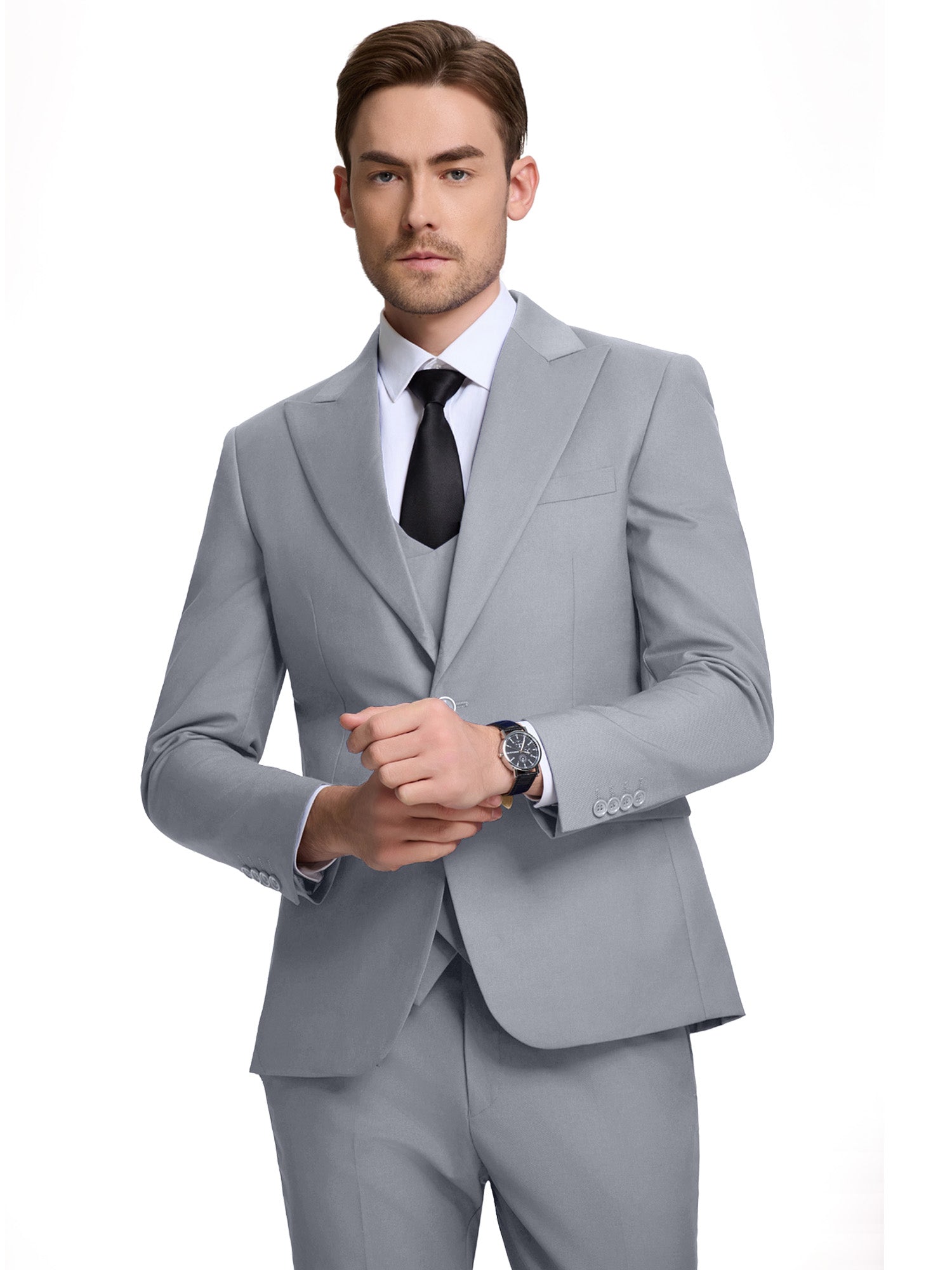 Men's Peak Lapel Slim Fit 3 Piece Suits