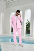 Cargar la imagen en la vista de la galería, Seersucker Double Breasted Blazer Pants 2 Piece Men's Summer Suit
