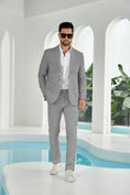 Bild in Galerie-Betrachter laden, Seersucker Striped Blazer Pants 2 Piece Men's Summer Suit
