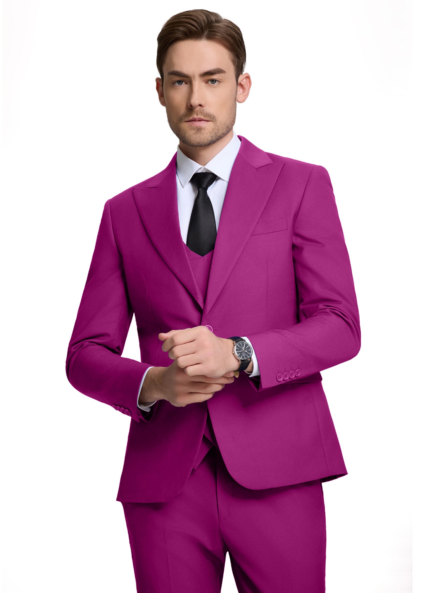 Men's Peak Lapel Slim Fit 3 Piece Suits