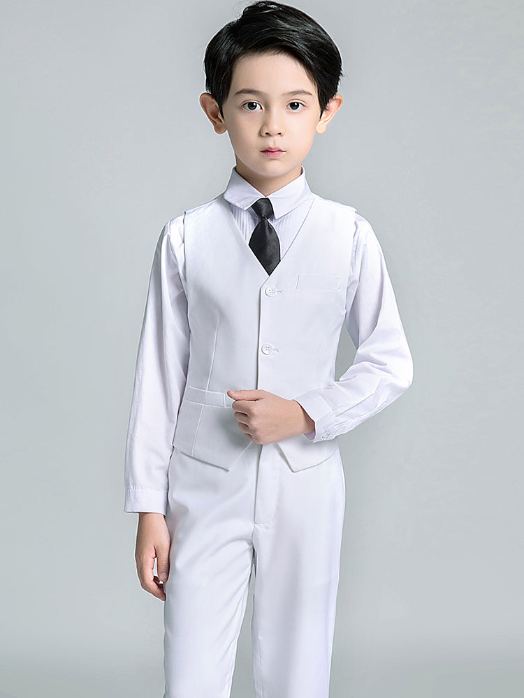 White Tuxedo 5 Piece Boys Suits