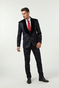 Cargar la imagen en la vista de la galería, Navy Velvet Unique Patterned Party 3 Piece Men Suits
