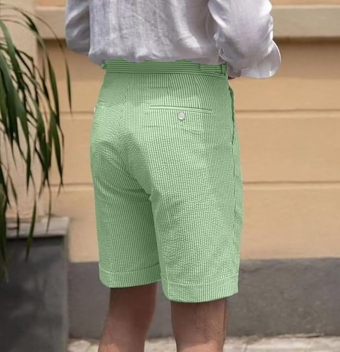 Summer Lightweight Seersucker Suit Shorts Mens Set 2