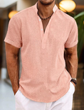 Bild in Galerie-Betrachter laden, Men's Shirt Linen Shirt Popover Summer Beach Plain Henley Summer Casual Daily Shirt
